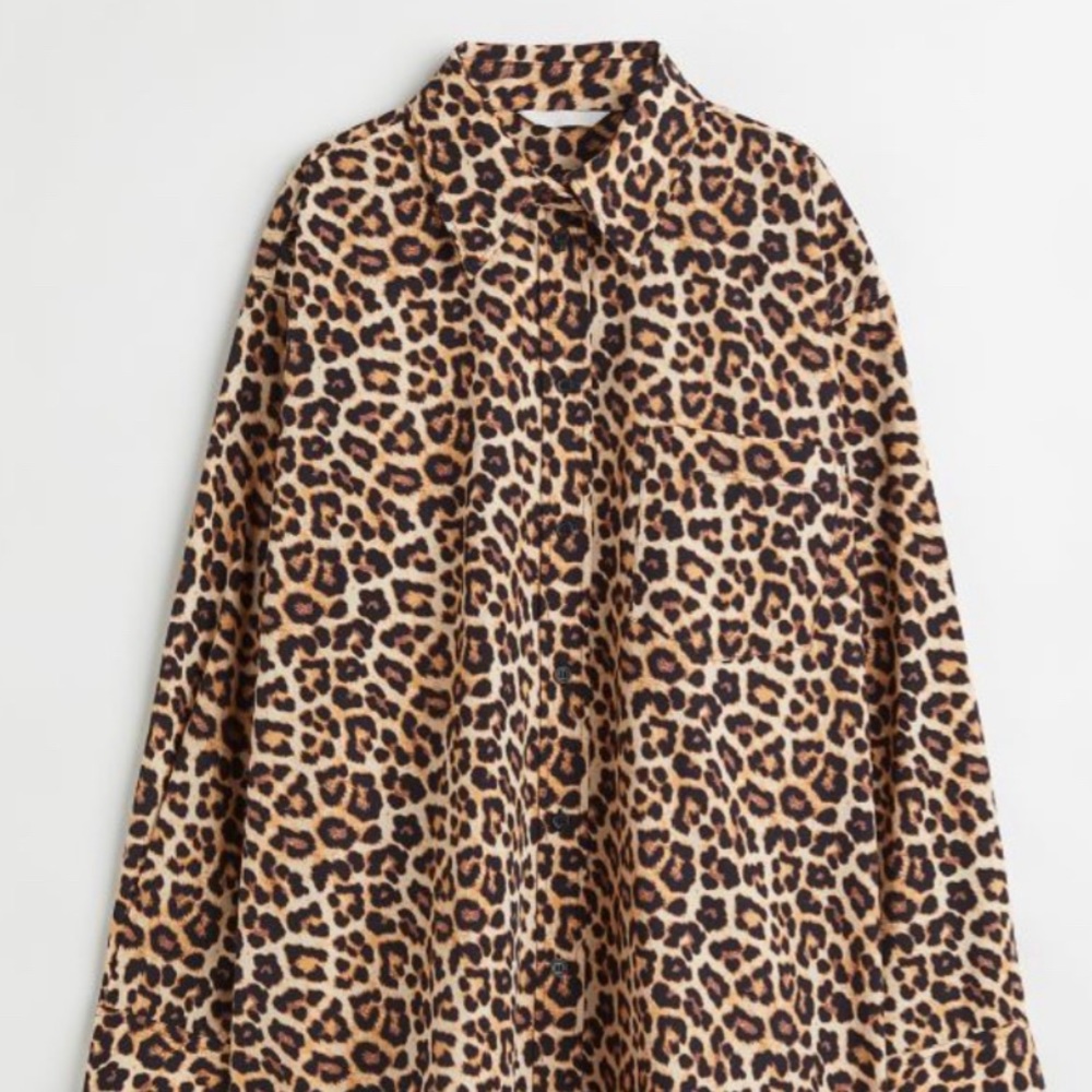 NWT cotton leopard button down - size M